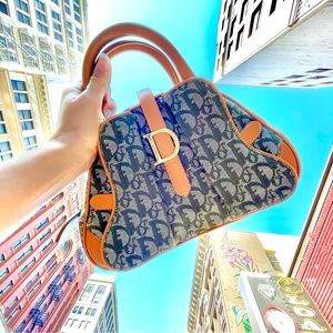 Rare Dior Mini Saddle Bowler Green Vintage Trotter Double Saddle Top Handle